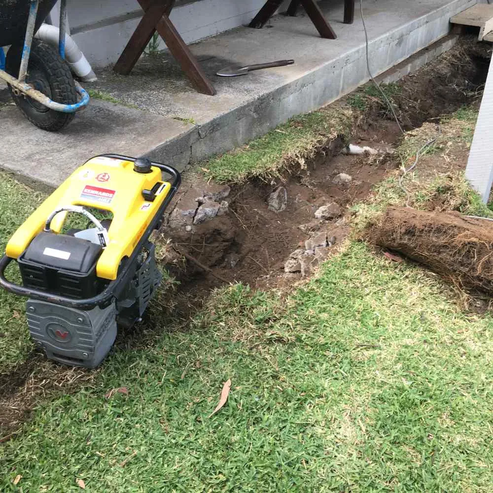 Digging a trench at a residential property on the Central Coast
